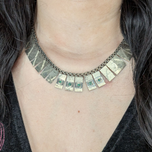 Sterling Silver Bib Collar Necklace With Emeralds