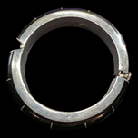 Sterling 950 Silver Black Onyx Wide Heavy Inlaid Mexican Bracelet