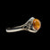 Sterling Silver Split Shank Cognac Baltic Amber Cuff Bracelet: Floral Motif