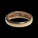 10K Yellow Gold Ribbed Diamond Row Band Size 8 3/4