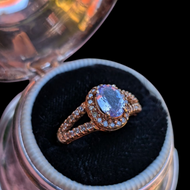 10K Rose Gold Natural Tanzanite and Diamond Split Shank Ring