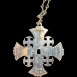 .800 Silver Ornate Cross with Purple Glass, Jerusalem