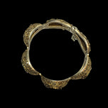 Ealry Chinese Export Gilt Silver Filigree Panel Bracelet with Carved Jade Panels Coy Fish