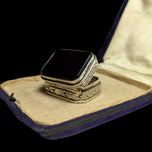 Vintage Onyx & Sterling Silver Snuff / Pill Box