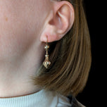 9K Gold Victorian / Etruscan Revival Dangle / Drop Earrings
