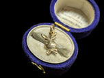 10K Yellow Gold Diamond Etched Playboy Bunny Pendant / Charm