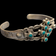 Sterling Silver Native Turquoise Cuff Bracelet Thunderbird Design