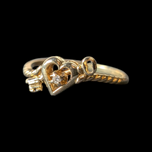 10K Yellow Gold Heart and Key Rope Diamond Ring Size 5 3/4