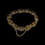 Antique Gold Gilt Brass Filigree & Glass Panel Link Child's Bracelet
