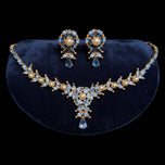1950's Christian Dior by Mitchel Maer Demi-Parure Faux Sapphire / Pearl Necklace and Earrings Set