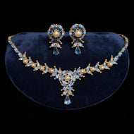1950's Christian Dior by Mitchel Maer Demi-Parure Faux Sapphire / Pearl Necklace and Earrings Set