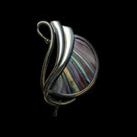 Sterling Silver Art Nouveau Style by Artist Pat Cheney Brooch with John Ditchfield Glass