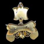 Antique 1880s Victorian 10K Gold Enamelled Articulated Slider Pendant Seed Pearls, Turquoise, Garnet