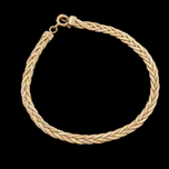 10K Tri-Colour Braided Herringbone Flat Bracelet