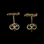 10K Yellow Gold Brushed / Etched Cat Head Stud Earrings