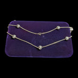 Sterling Silver Cube Link Chain Necklace with Silver Spheres