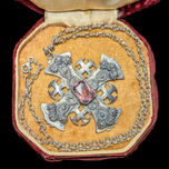 .800 Silver Ornate Cross with Purple Glass, Jerusalem