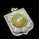 Antique Victorian Silver Scrollwork Shield Watch Fob Pendant Green Scottish Iona Marble Cabochon
