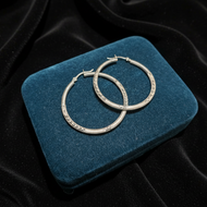 10K White Gold Textured Hoop Earrings