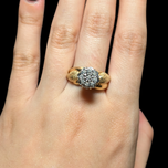 10K Yellow Gold & Diamond Statement / High Profile Textured Cocktail Ring Size 9