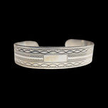 Sterling Silver Victorian Revival Etched Cuff Bracelet 5 1/4"