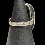 Modernist Polish Sterling Silver & Nephrite Jade Cabochon Ring Size 7