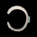 Elisabeth Guerro Native American Navajo Natural Turquoise Silver Cuff with Etching