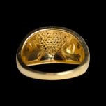 14K Brushed Yellow Gold & Diamond Heart Dome Ring Size 7