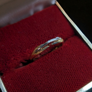 14K White and Yellow Gold Domed Stacker Ring