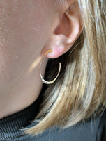 14K Yellow Gold Hammered 3/4 Hoop Earrings