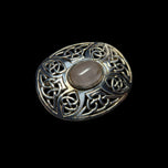 Sterling Silver Celtic Knot Brooch with Cabochon Rose Quartz