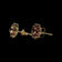14K Yellow Gold Garnet Flower Cluster Stud Earrings