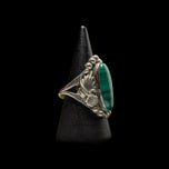 George Kee Sterling Silver Navajo Green Malachite Cabochon Ring Signed G.K. Size 6.5