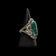George Kee Sterling Silver Navajo Green Malachite Cabochon Ring Signed G.K. Size 6.5