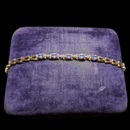 10K Yellow Gold Triangle Link Bracelet with Tanzanite & Diamond