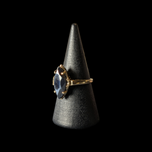 10K Yellow Gold & Marquise Cut Hematite Ring Size 5.5