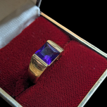 14K Yellow Gold Amethyst Solitaire Ring Size 7