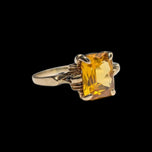10K Yellow Gold Emerald Cut Synthetic Yellow Sapphire Ring Size 4 3/4