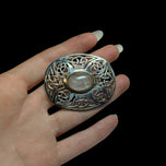 Sterling Silver Celtic Knot Brooch with Cabochon Rose Quartz