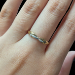 14K White and Yellow Gold Domed Stacker Ring