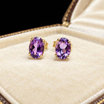 10K Yellow Gold Claw Set Amethyst Stud Earrings