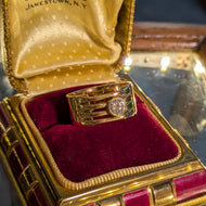 10K Yellow Gold Custom Ring with 0.4 CT Round Brilliant Cut Natural Diamond Size 8