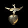 Vintage Gold Filled Sparrow Brooch with Etched Heart Locket Pendant