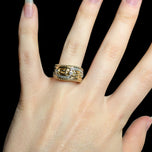 10K Yellow & White Gold Diamond Woven Work Statement Band / Ring Size 6