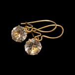 10K Yellow Gold & White Topaz Hinge Earrings