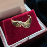 10K Yellow Gold and Diamond Twist Abstract Stacker Ring
