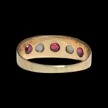 10K Yellow Gold Opal & Red Glass Ring Size 7 3/4
