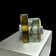 Anne-Marie Chagnon Pewter Adjustable Modernist Ring Green / Yellow Glass Stones