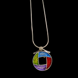 Round Multi-Colour Sterling Silver & 22K Gold Enamelled Necklace