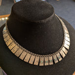 Sterling Silver Bib Collar Necklace With Emeralds